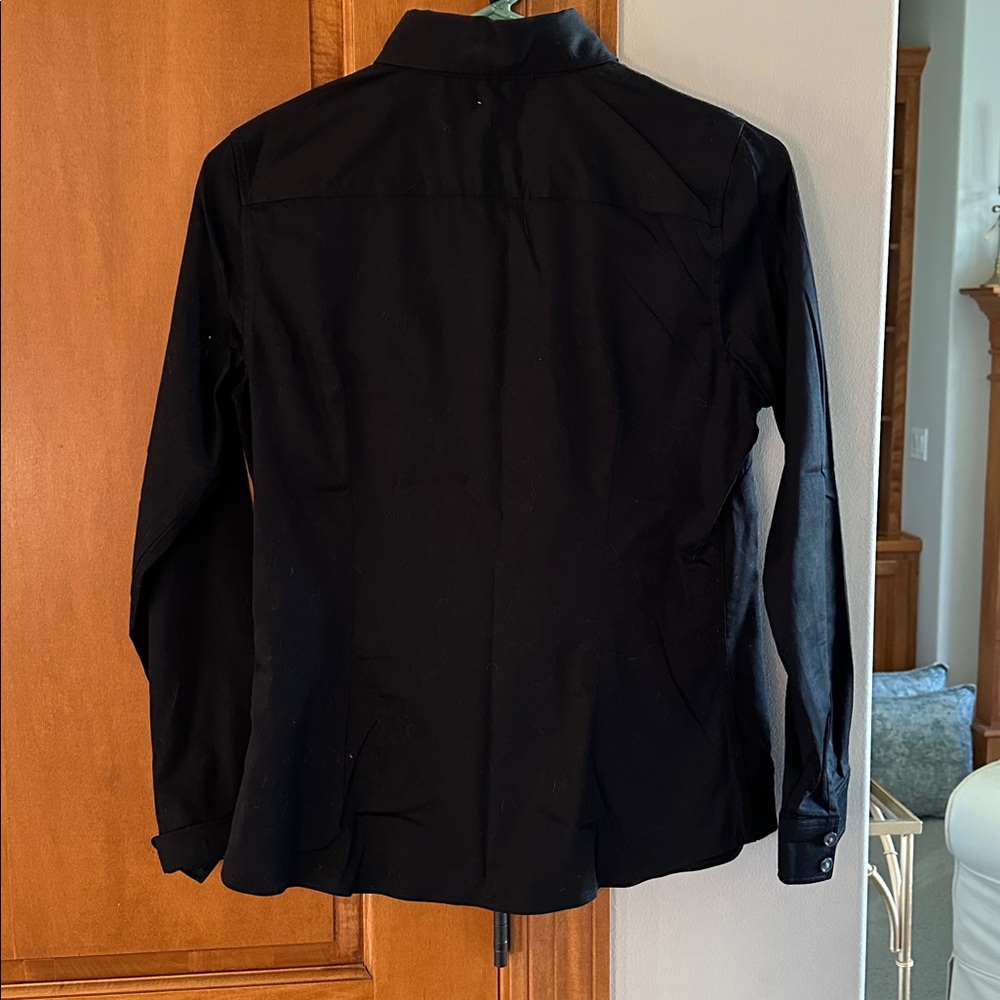 Banana Republic Black Non-Iron Fitted Shirt 6 Petite - Picture 3 of 7